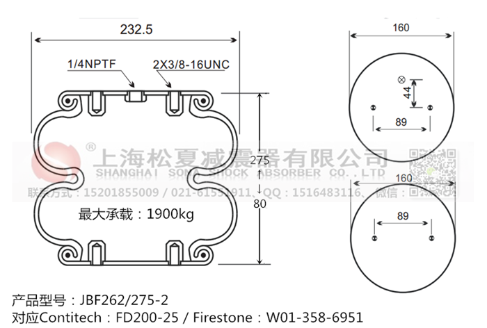 JBF262/275-2橡膠<a href='http://m.njcmzzs.cn/' target='_blank'><u>空氣彈簧</u></a>
